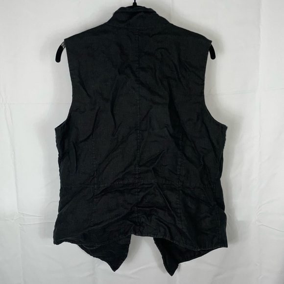 J.Jill Vest Cardigan Linen Waterfall Draped Open Front Asymmetrical Sleeveless - Picture 8 of 12